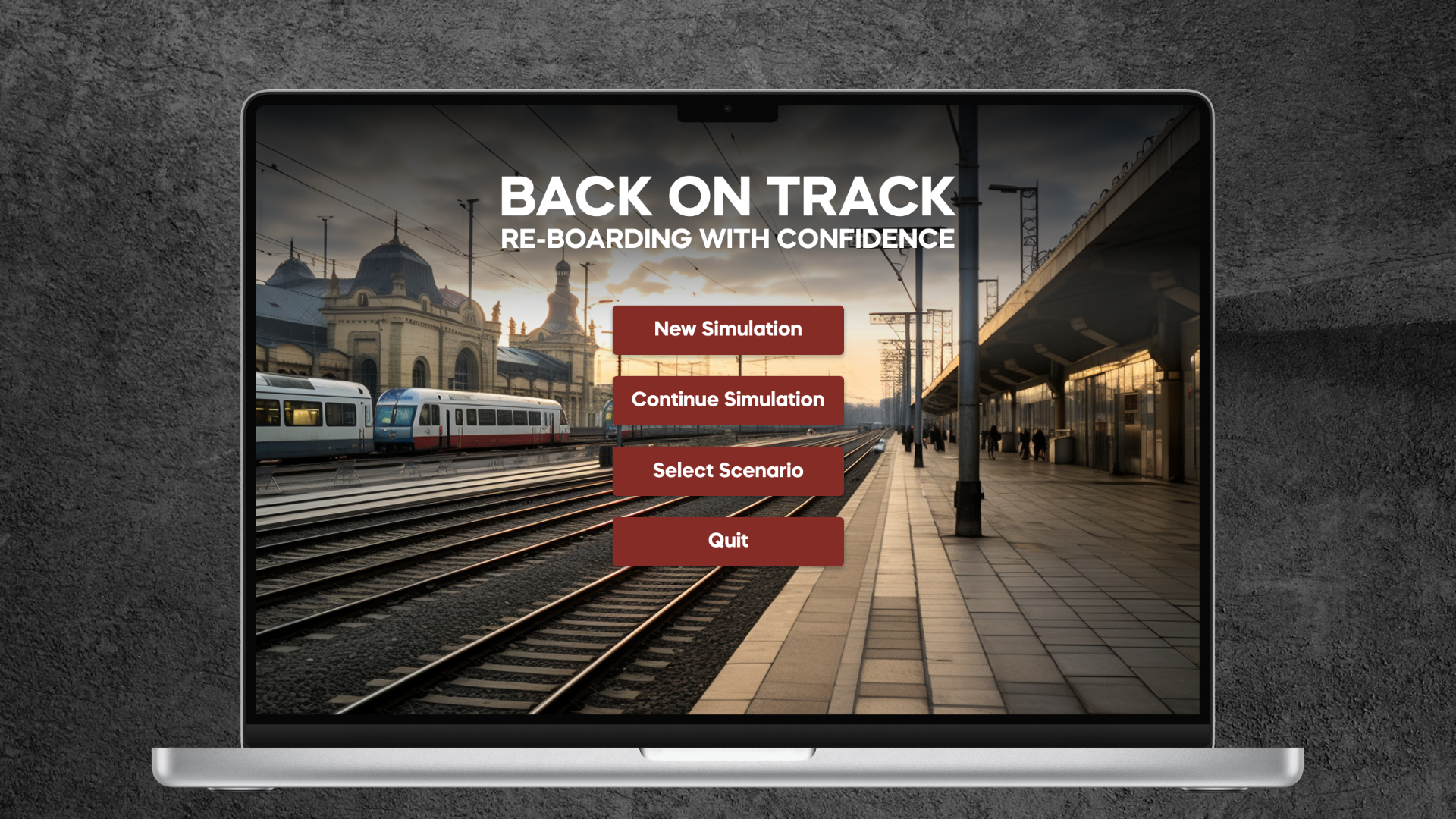 Back on Track Immersive Headset Home Interface