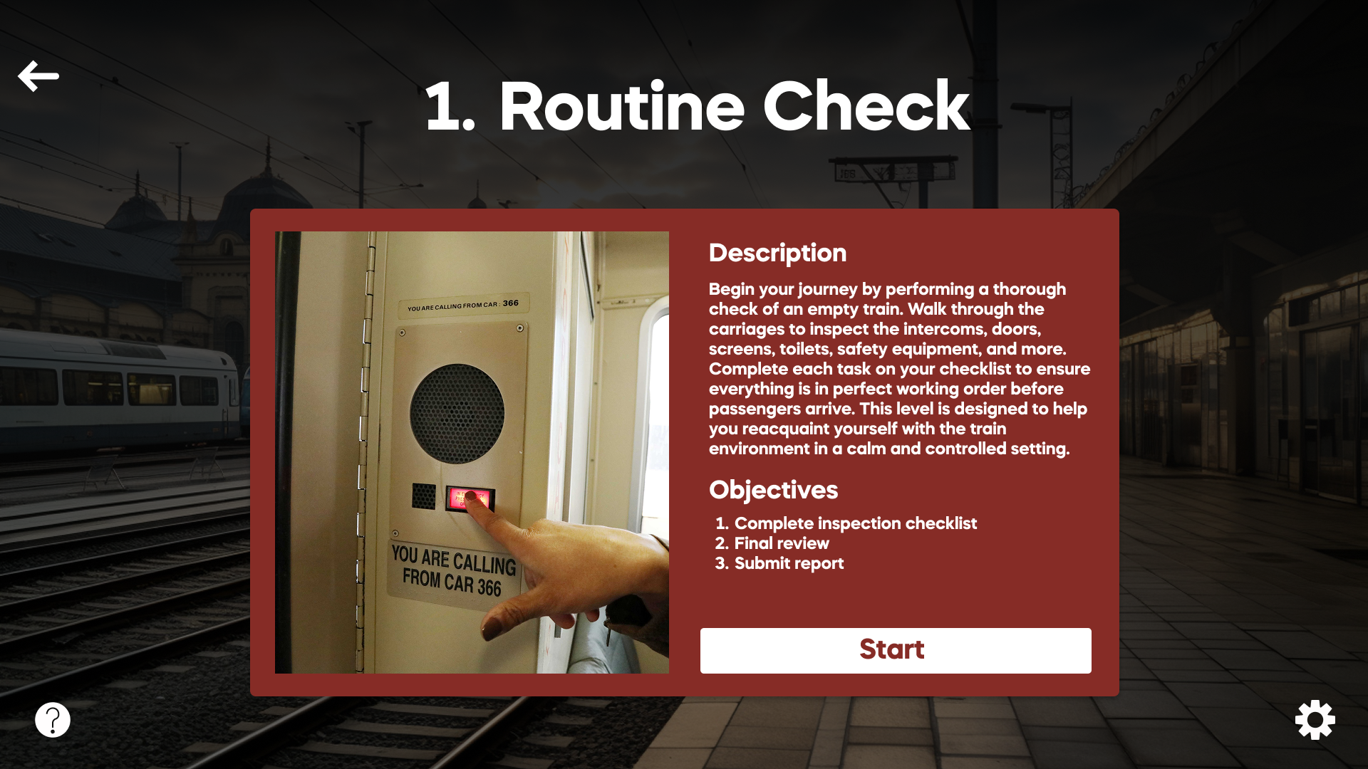 Level 1: Routine Check - Empty Train Carriage Check